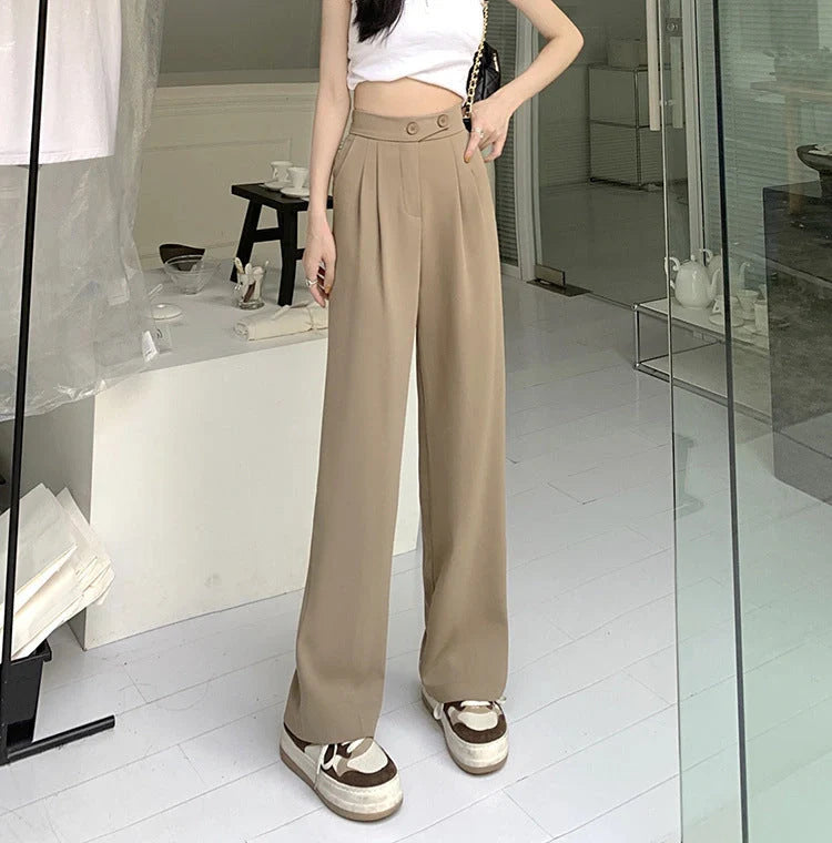 Women's high waist loose drape suit wide leg pants in various colours