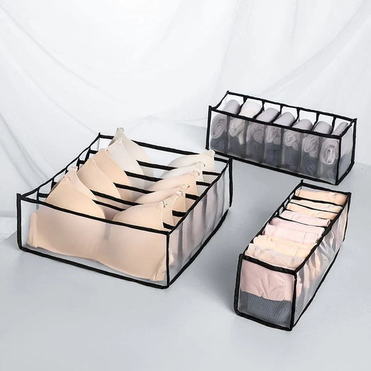 Drawer Type Finishing Grid Underwear Closet Storage Box in various colours