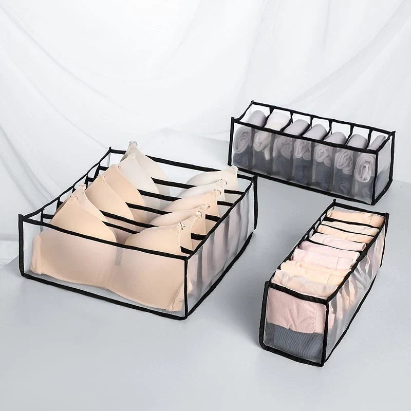 Drawer Type Finishing Grid Underwear Closet Storage Box in various colours