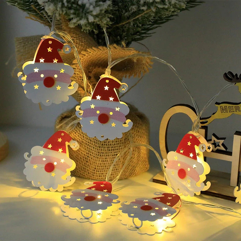 Christmas LED light string with Santa Claus, elk, and snowman ornaments for festive decoration