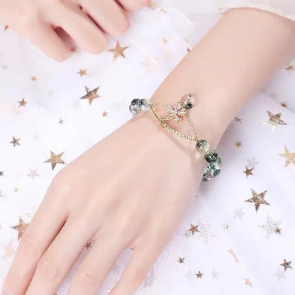 Small Design Crystal Bracelet with Green Ghost Beads, elegant and durable women's accessory