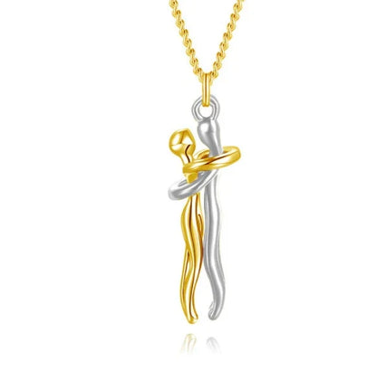 Stylish brass hugging couple necklace with minimalist design - a thoughtful Valentine's Day gift