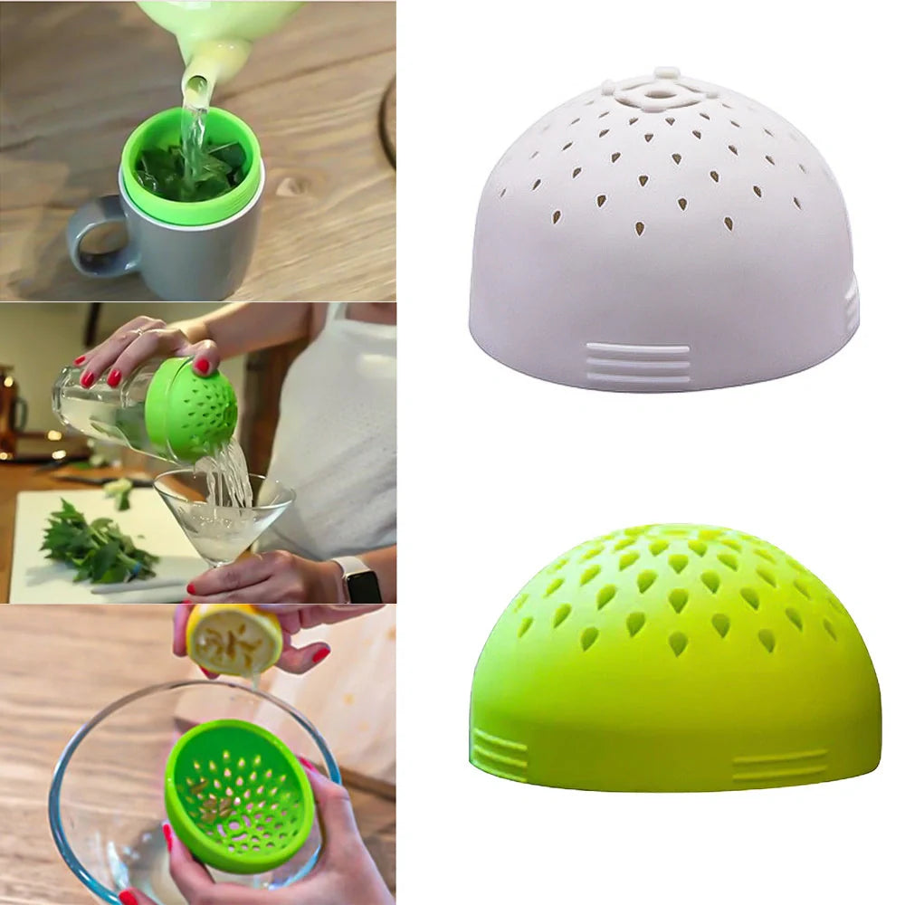 Silicone mini kitchen colander in white and green, perfect for filtering small items