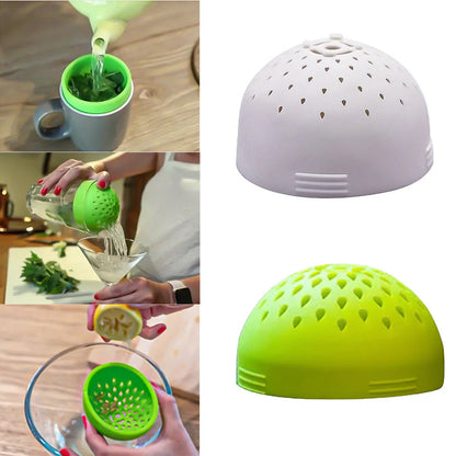 Silicone mini kitchen colander in white and green, perfect for filtering small items