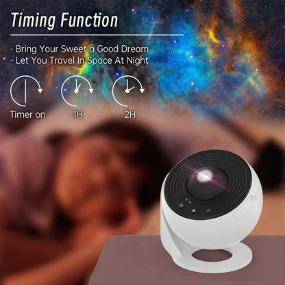 Galaxy Projector with 12 display scenarios, including solar system, galaxies, and nebulae, for a mesmerizing home decor experience