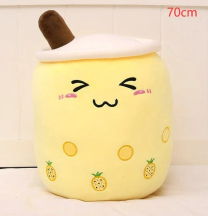 Strawberry Milk Tea Plush Boba Toy Pillow in various colours and sizes