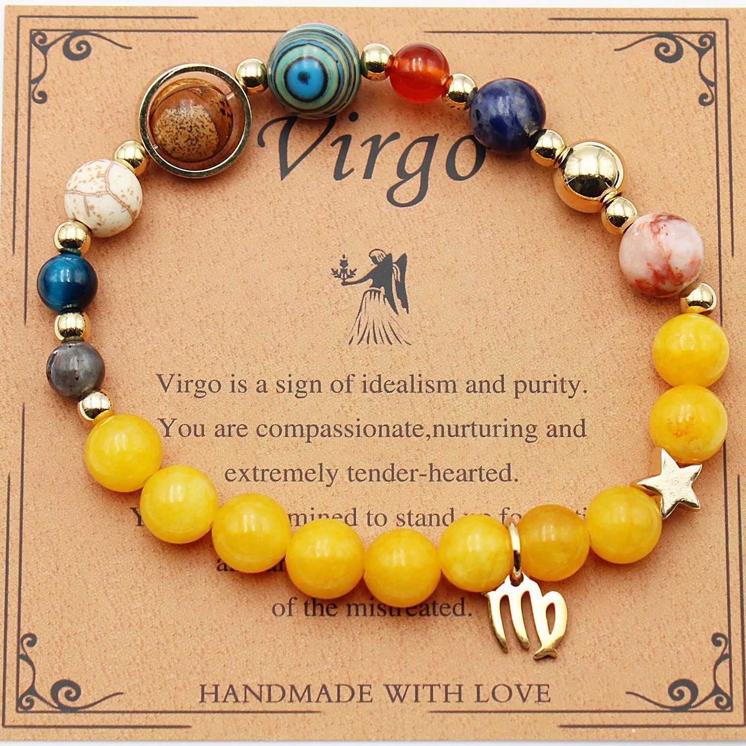 Morgan Stone Beaded Bracelet with twelve constellation designs