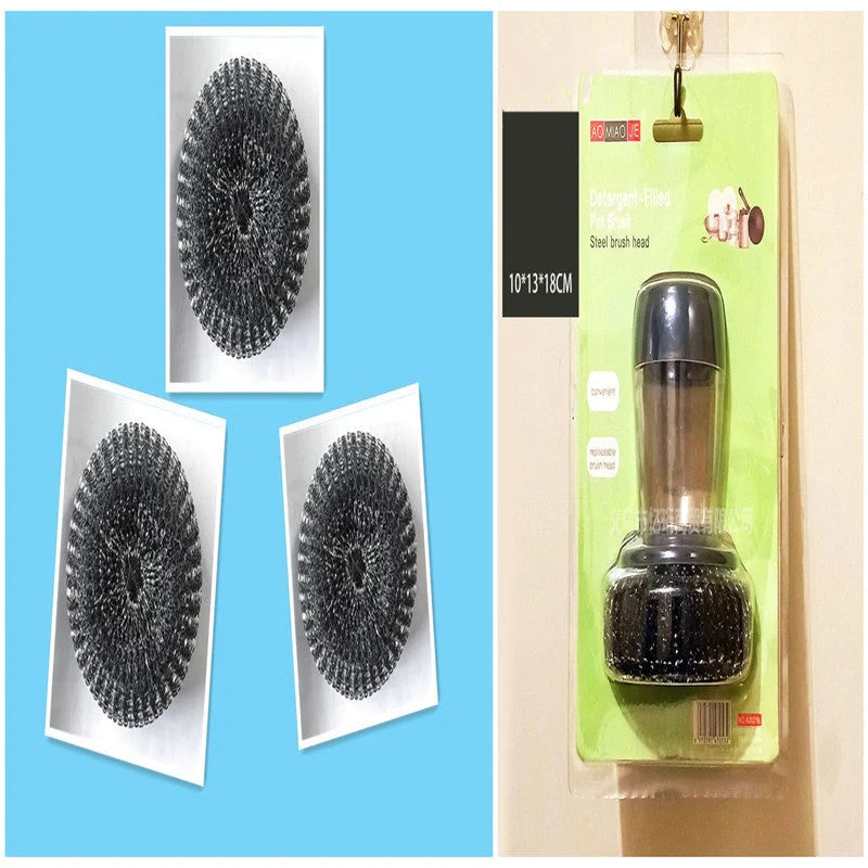 Premium Anti-Bacterial Kitchen Scrubbing Brush with Soap Dispenser - Rust-resistant, Durable, and Convenient Cleaning Tool