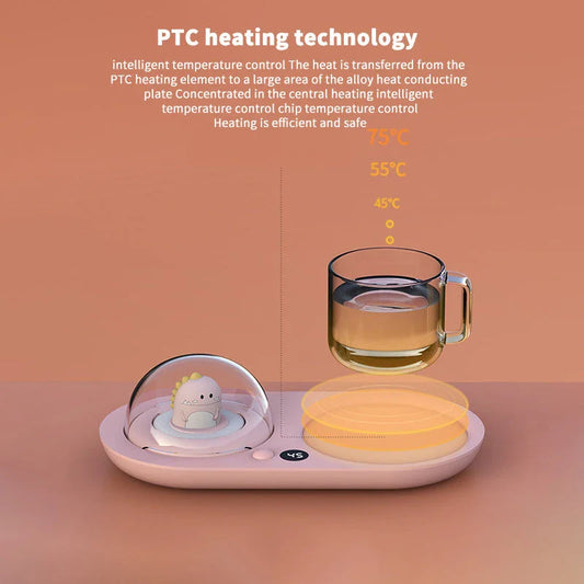 Cosy Hot Cup Warmer with PTC heating technology, temperature control, aroma diffuser, and night light features