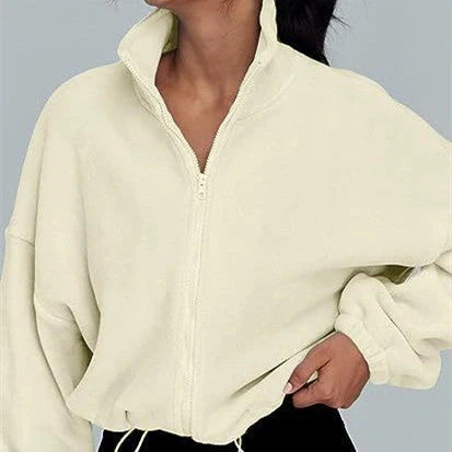 Women's polar fleece jacket with stand collar and zipper in various colours