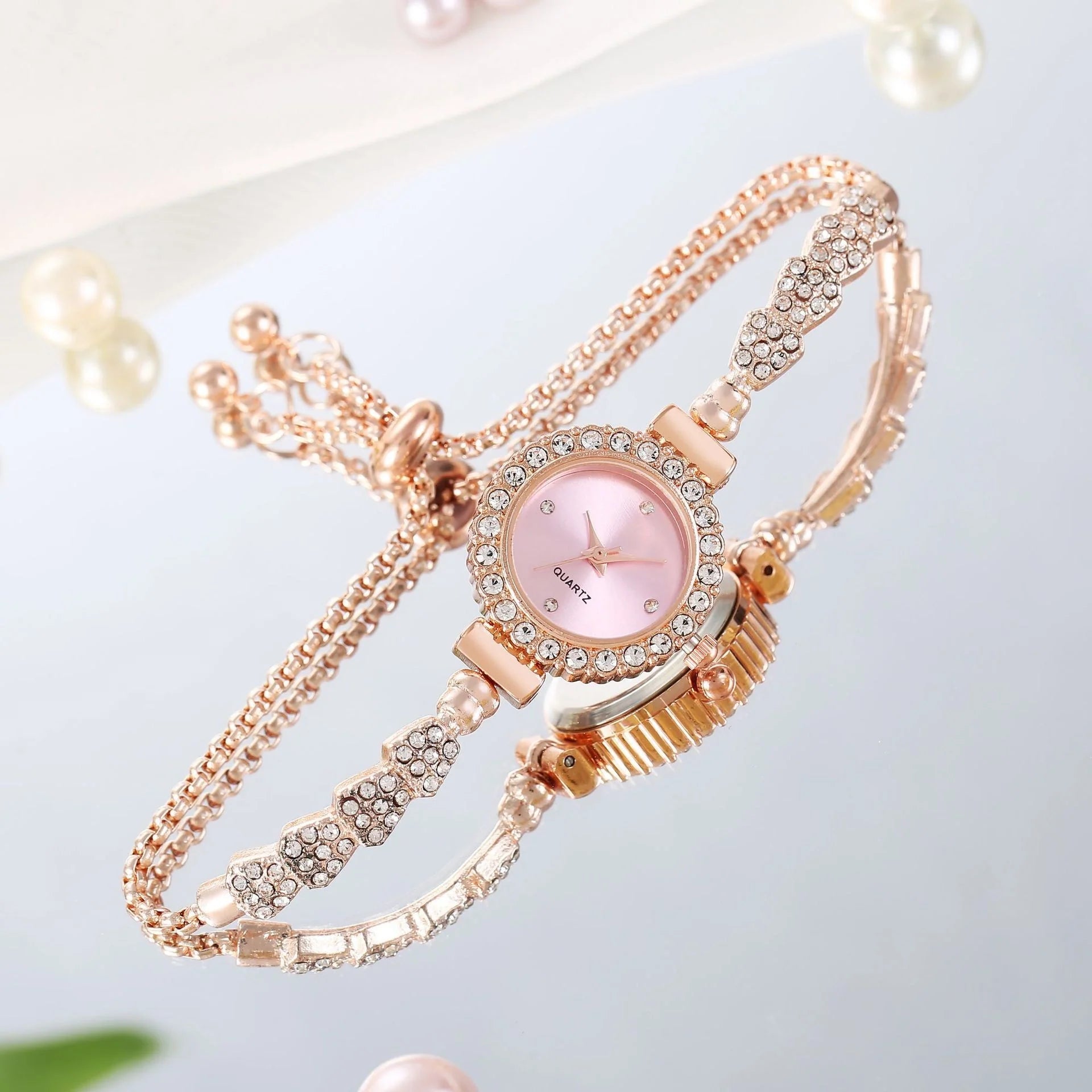 Gold Fine Strap Ladies Watch with jewellery buckle in six colours