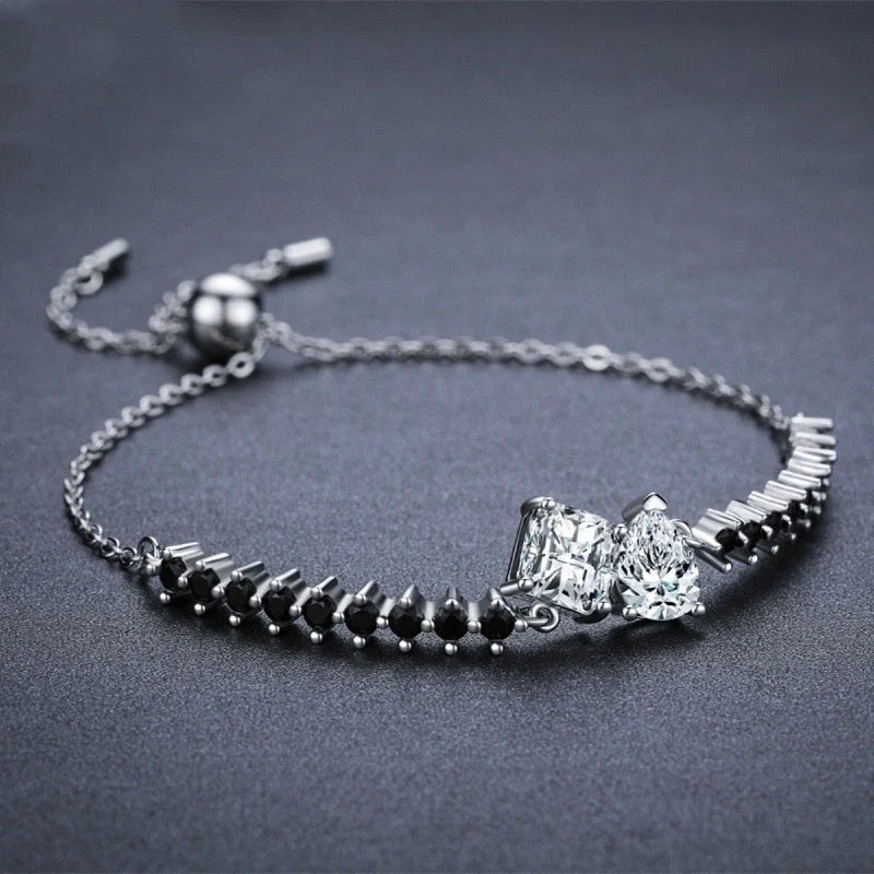 Elegant women's diamond bracelet with micro-inlaid zircon stones in black