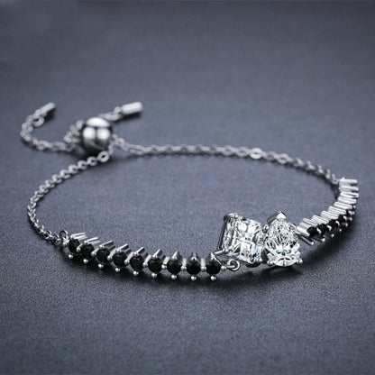 Elegant women's diamond bracelet with micro-inlaid zircon stones in black