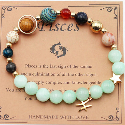 Morgan Stone Beaded Bracelet with twelve constellation designs