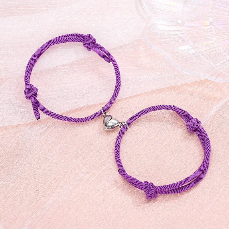 Stylish magnetic couple bracelets with heart design in various colors