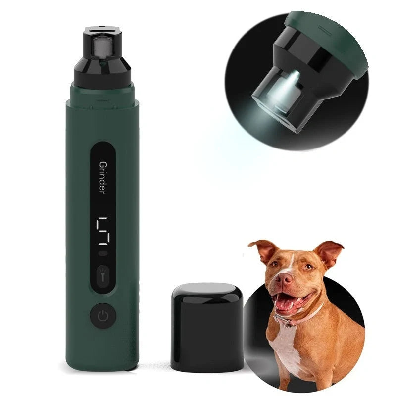Rechargeable electric pet nail grinder with LED light and protective cap