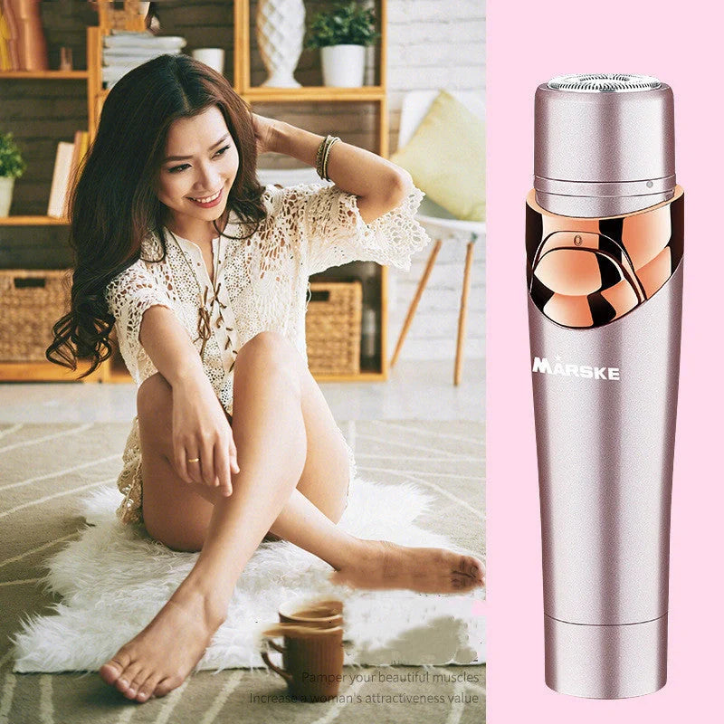 Four-in-one electric shaver for armpit, leg, eyebrow, and nose hair removal in light fuchsia