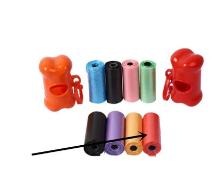 Eco-friendly dog poop bags in various colours for pet waste cleanup