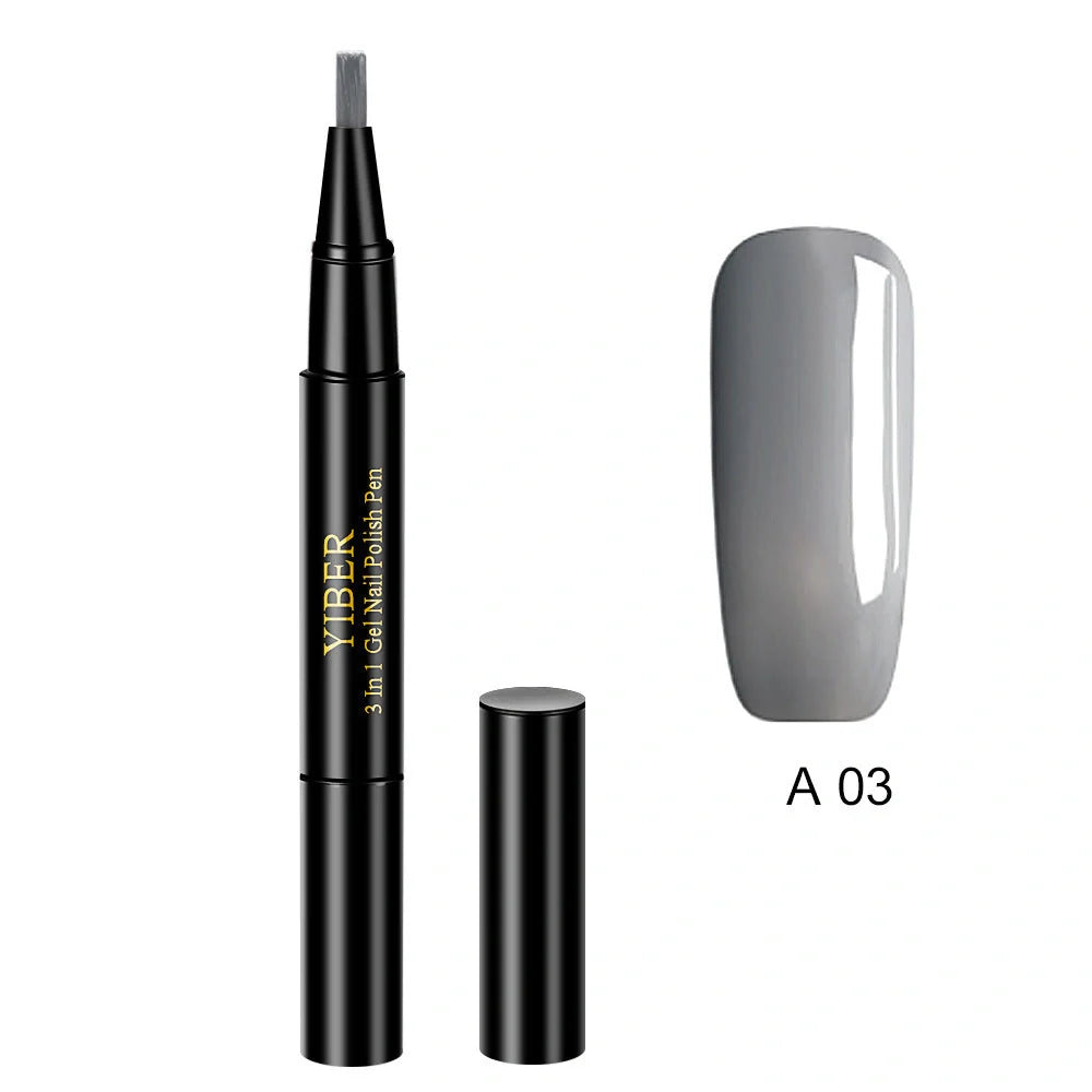 3-in-1 Gel Nail Varnish Pen with Glitter for easy one-step nail art