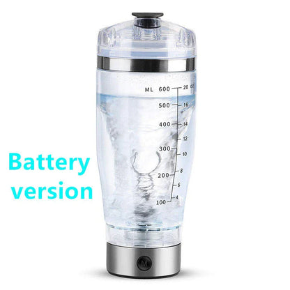 Cordless USB powered protein shake mixer cup with sleek white design and large 600ml capacity
