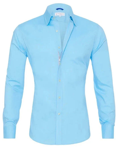 Long sleeve zip-up shirt with button and lapel details in a variety of colors