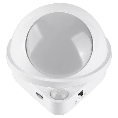 A versatile smart sensor lamp with a 360-degree rotating head and magnetic backing for easy installation on any iron surface.
