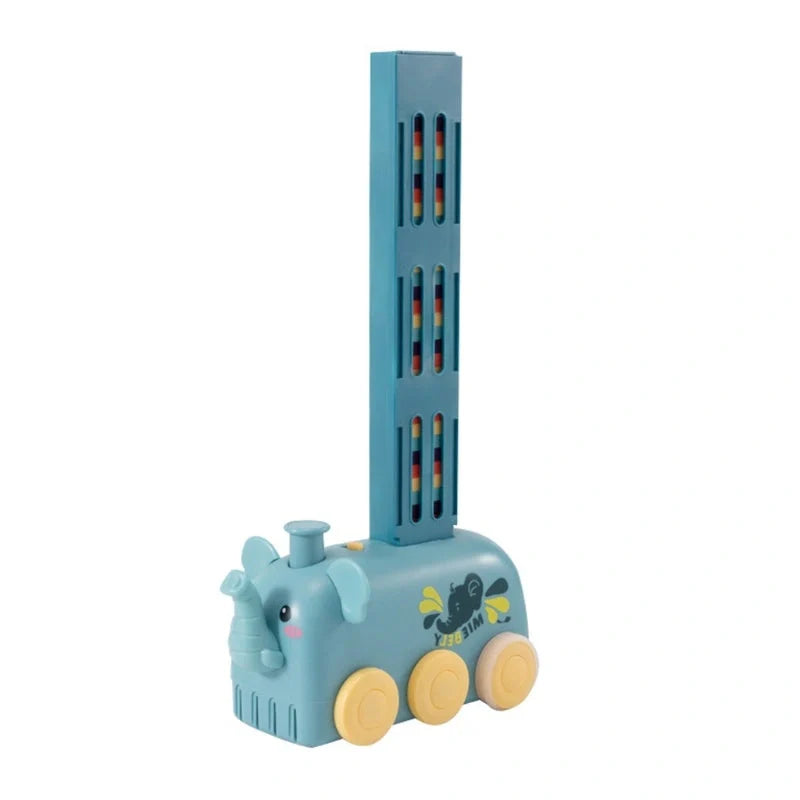 Electric domino train toy set with colorful blocks for kids