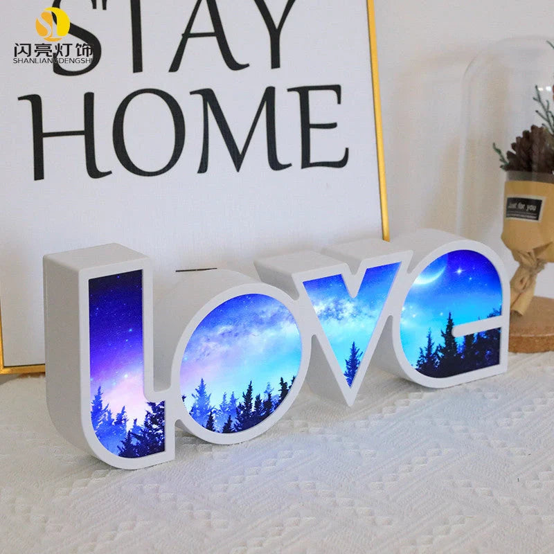 Rainbow-style LED LOVE light with "LOVE" design for romantic and festive decor