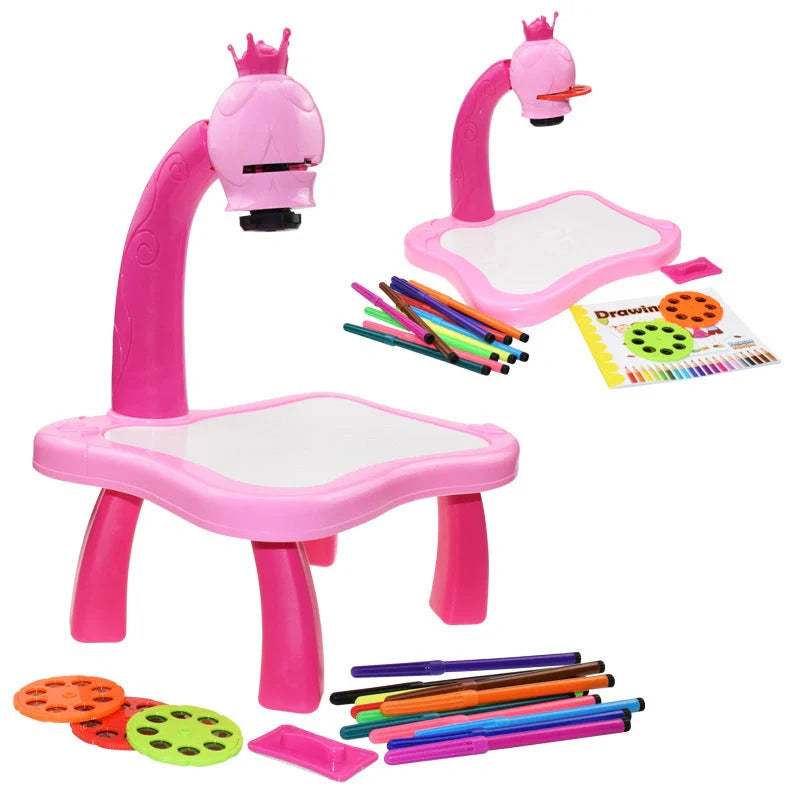 Children's magnetic projection drawing board with music function in blue and pink