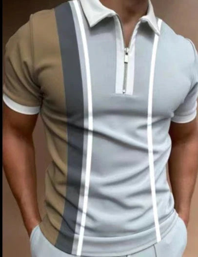 Premium Men's Striped Polo T-Shirt with Short Sleeves and Tailored Fit