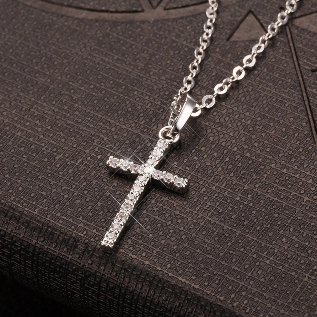 Elegant retro cross pendant made of alloy with a lustrous finish, perfect for British style