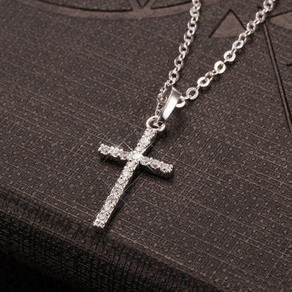 Elegant retro cross pendant made of alloy with a lustrous finish, perfect for British style