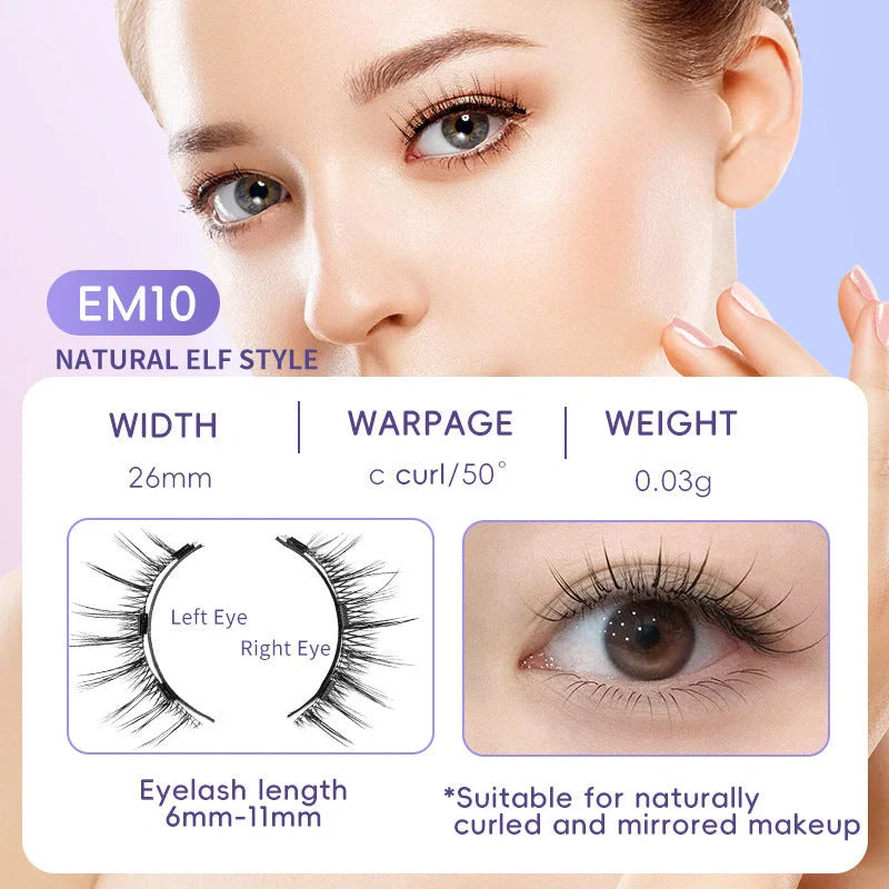 Premium magnetic suction false eyelashes in mink hair for a natural, glamorous look