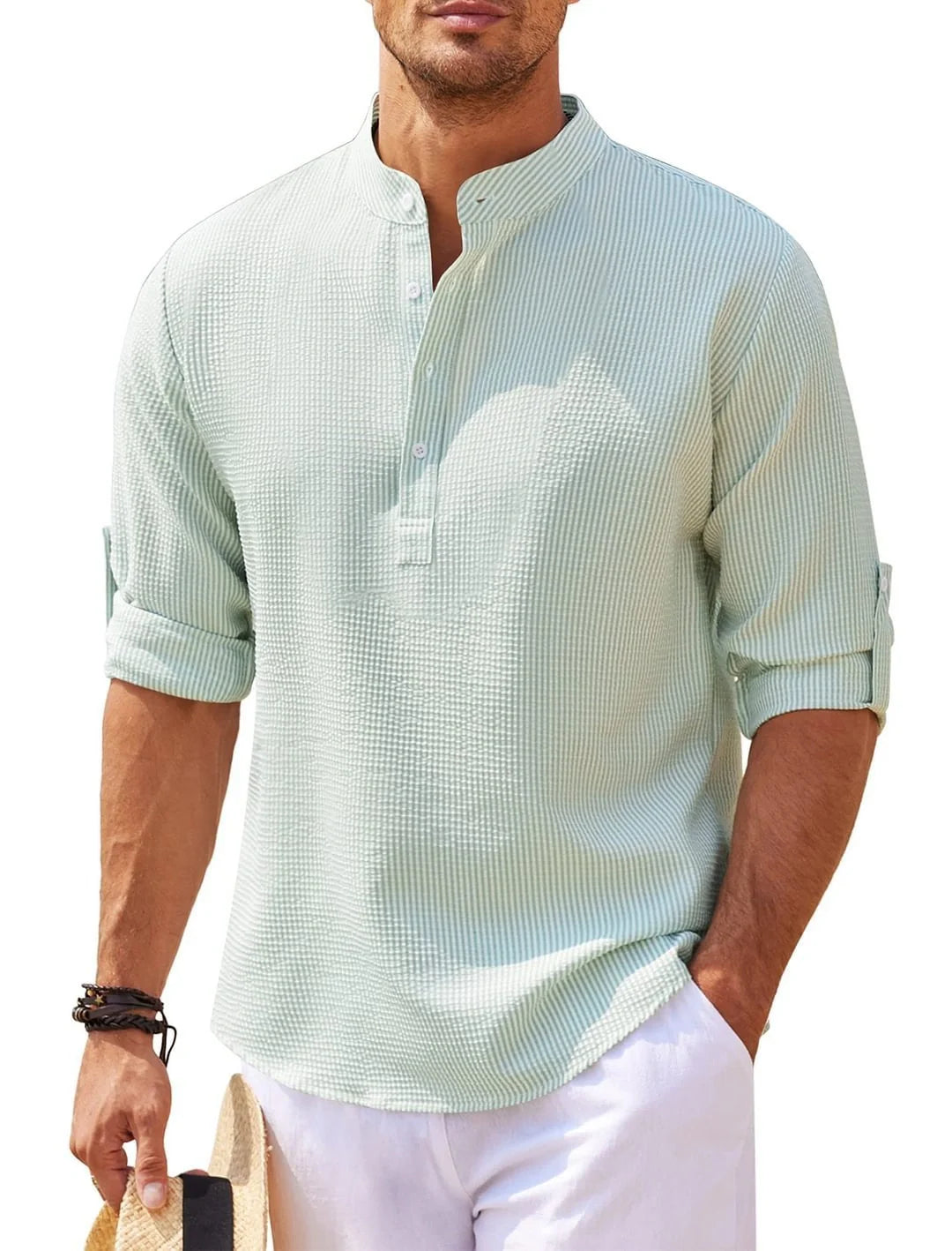 Premium casual cotton shirt in various colours with a stylish stand collar design
