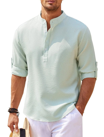 Premium casual cotton shirt in various colours with a stylish stand collar design
