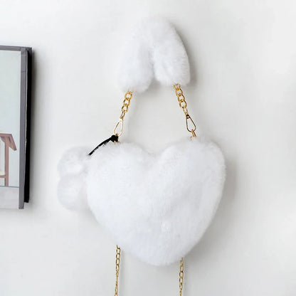 Love Bags Soft Plush Heart-Shaped Handbag for Women in various colours