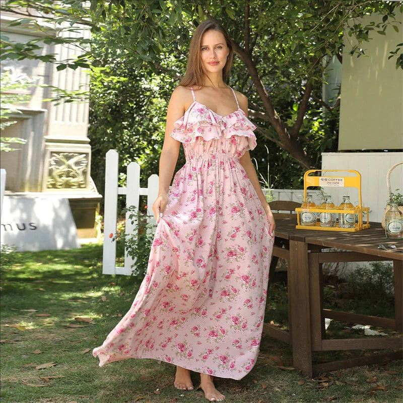 Women's simple printed polyester dress in white, available in sizes S to 4XL