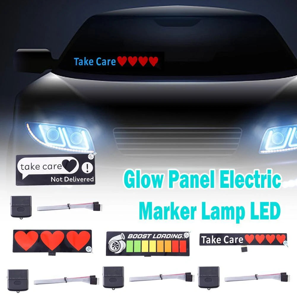 Ultra-thin LED car windshield glow panel with various designs