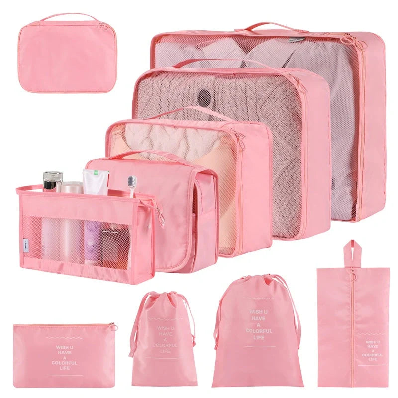 Simple solid colour polyester storage bags for home organisation in various colours