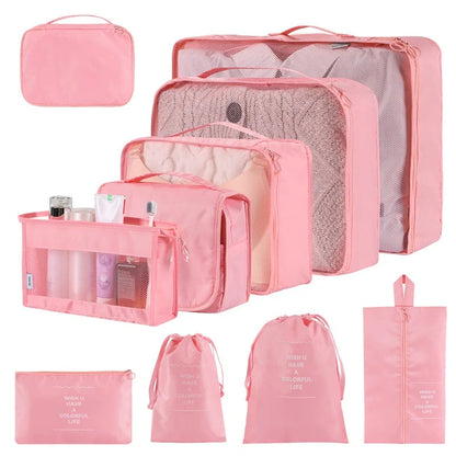 Simple solid colour polyester storage bags for home organisation in various colours