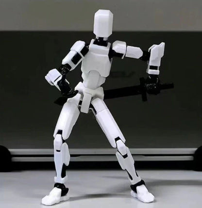 Poseable 3D-printed transforming robot action figure toy in various bright colors