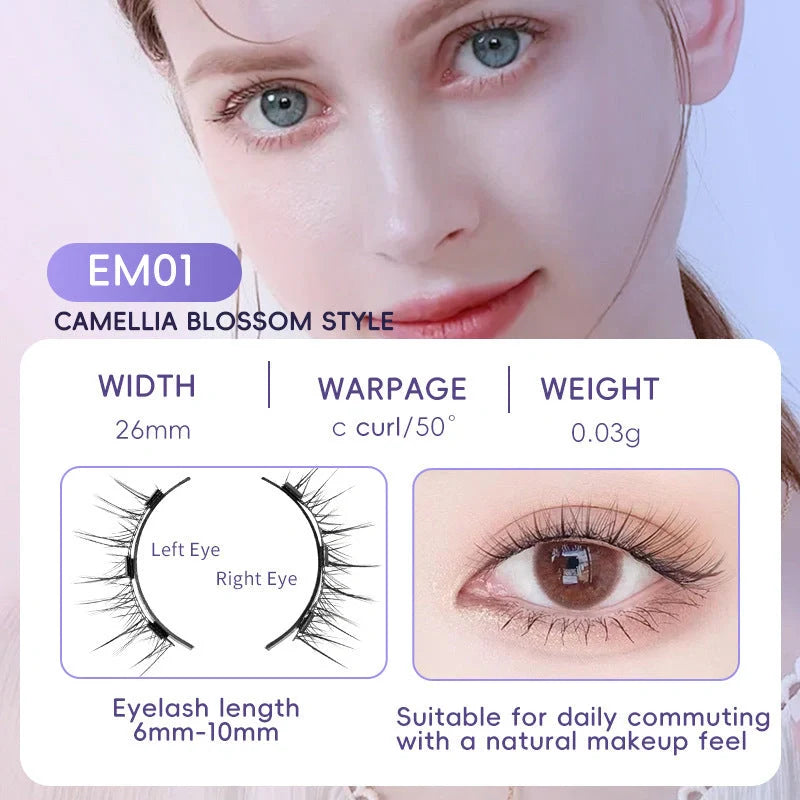 Premium magnetic suction false eyelashes in mink hair for a natural, glamorous look