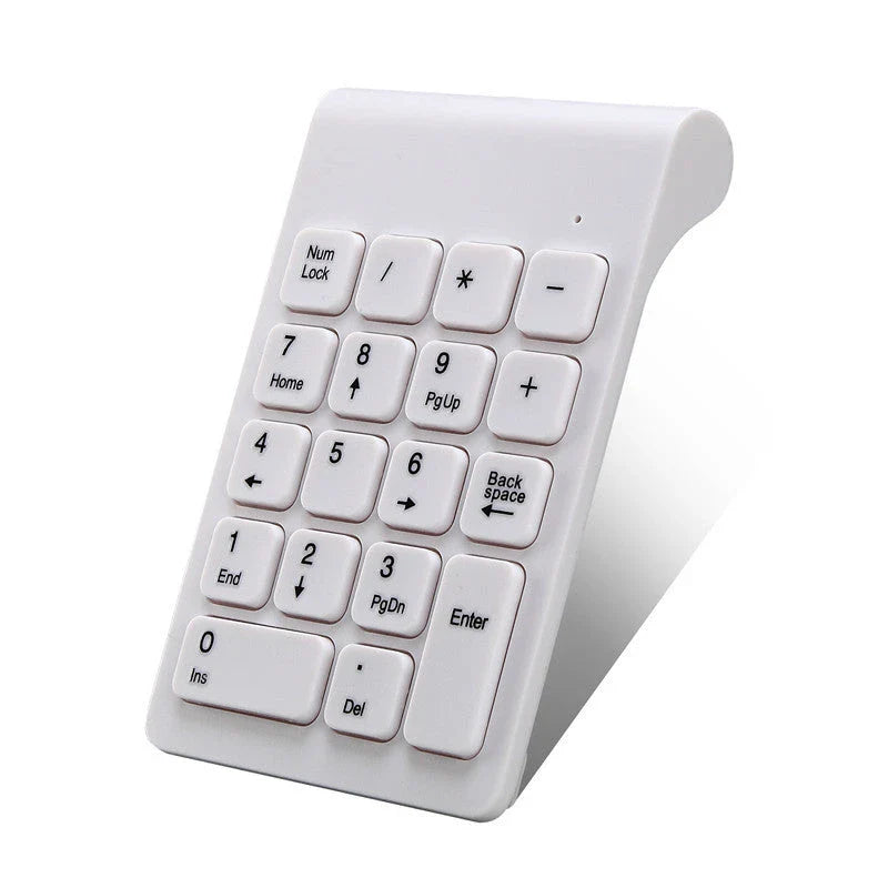 Wireless numerical keypad with ergonomic design, responsive buttons, and stable 2.4GHz connection for seamless productivity