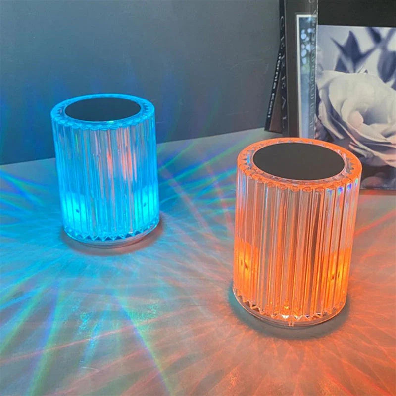 Acrylic LED table lamp with customizable RGB color lighting for home decor and ambiance