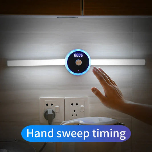 Smart cabinet light with motion sensor, adjustable brightness, and timer function
