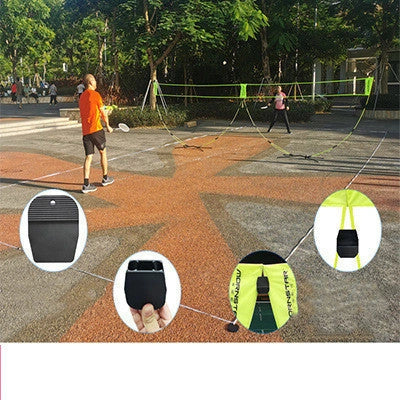 Professional portable foldable badminton net with carbon fiber frame in fluorescent green