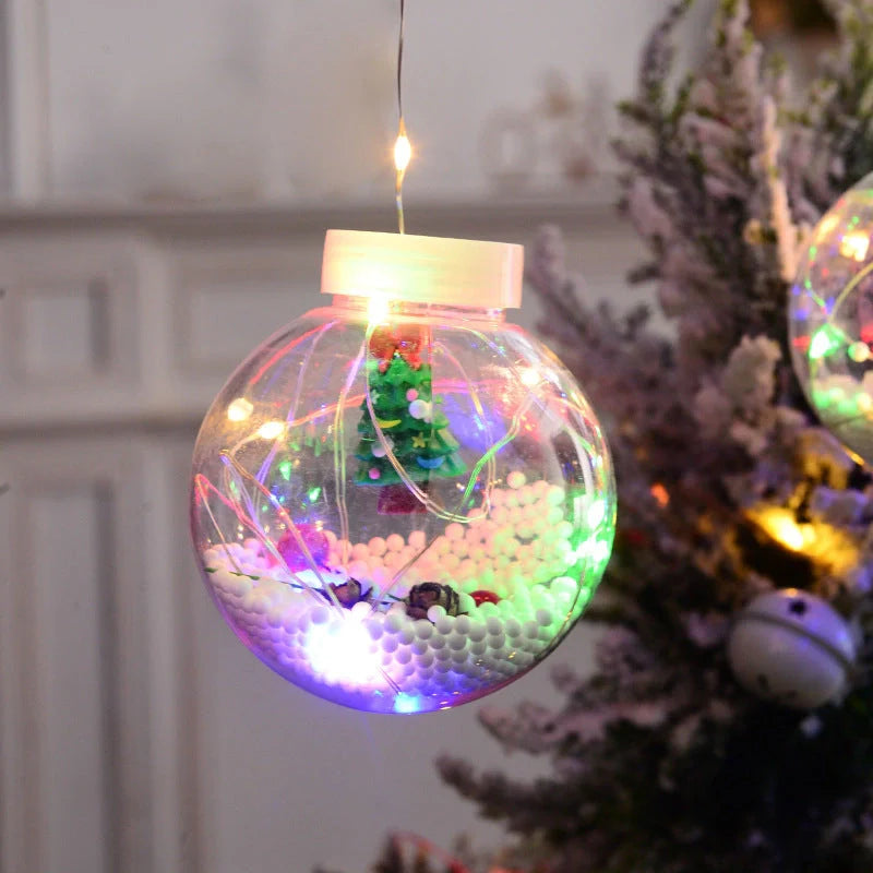10PCS LED Christmas curtain lamp set with fairy snowman and wishing ball designs