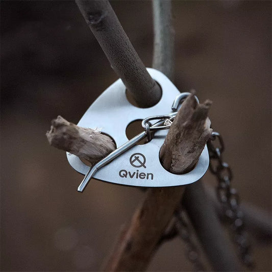 Stainless steel triangle hanging pot support for outdoor camping with adjustable chain