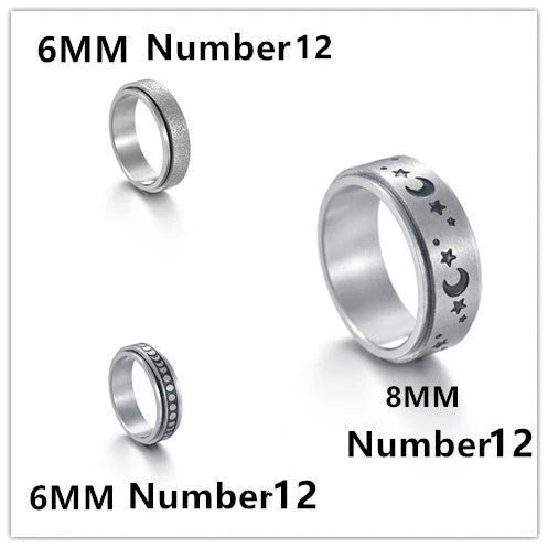 Titanium steel rings with captivating celestial designs including stars, moons, and floral motifs