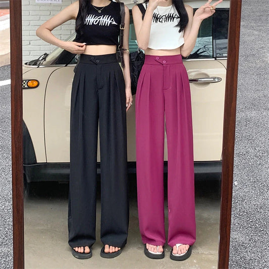 Women's high waist loose drape suit wide leg pants in various colours